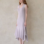 Stretch-knit asymmetric dress languid lavender - fasfas