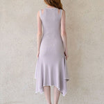 Stretch-knit asymmetric dress languid lavender - fasfas