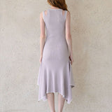 Stretch-knit asymmetric dress languid lavender - fasfas