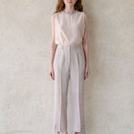 Tencel blend sleeveless tank top blouse - fasfas