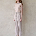 Tencel blend sleeveless tank top blouse - fasfas