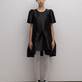 Tiered high-low taffeta dress