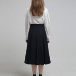 Tweed pleated midi skirt navy blue - fasfas