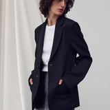 Twill blazer jacket black