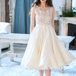 U-neck sleeveless flare maxi beaded dress - fasfas