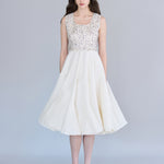 U-neck sleeveless flare maxi beaded dress - fasfas