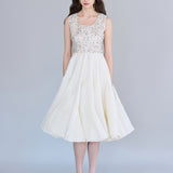 U-neck sleeveless flare maxi beaded dress - fasfas