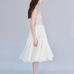 U-neck sleeveless flare maxi beaded dress - fasfas