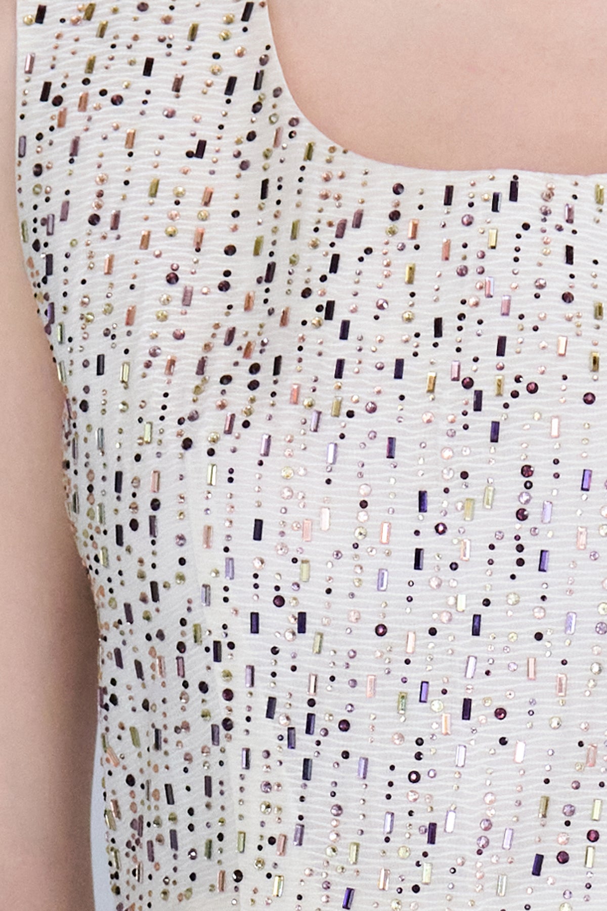 U-neck sleeveless flare maxi beaded dress - fasfas
