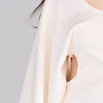 U-neck waist cutting top ivory - fasfas