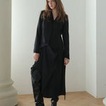 V-neck color block asymmetric jacket - fasfas