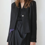 V-neck color block asymmetric jacket - fasfas