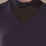 V-neck lace asymmetric long dress - fasfas