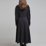 V-neck lace asymmetric long dress - fasfas