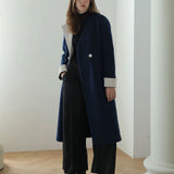 V-neck asymmetric long coat - fasfas