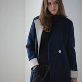 V-neck asymmetric long coat - fasfas