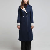 V-neck asymmetric long coat - fasfas