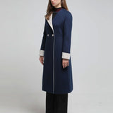 V-neck asymmetric long coat - fasfas