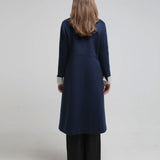 V-neck asymmetric long coat - fasfas