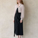 V-neck frill ribbon blouse - fasfas