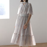 V-neck marble long dress