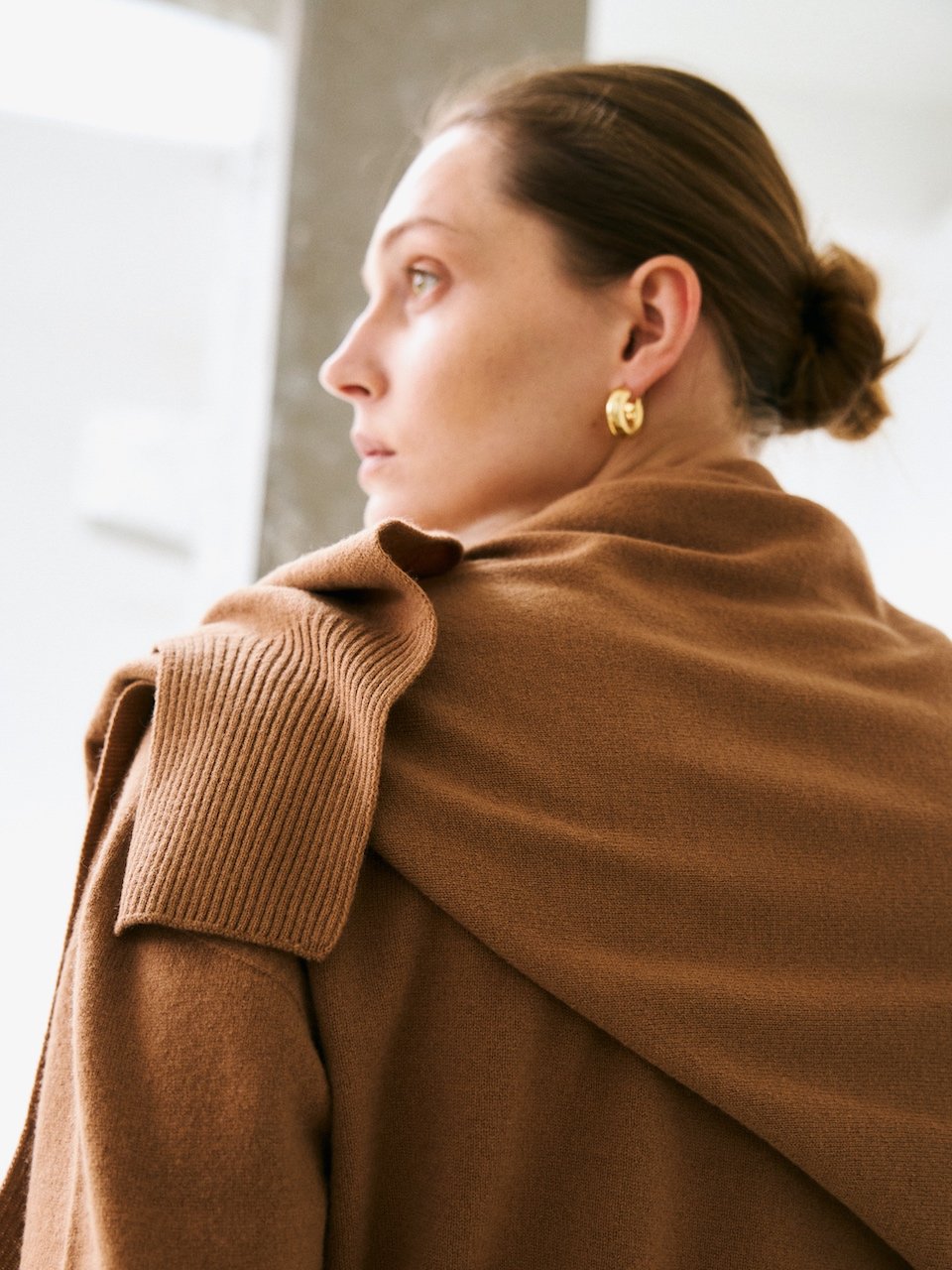 V-neck pullover camel – italy cashmere 20% - fasfas