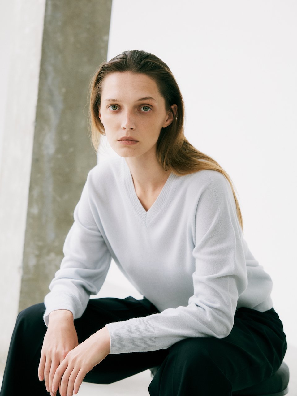 V-neck pullover mint – italy cashmere 20% - fasfas