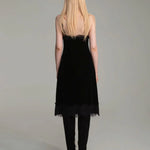 ‘V’ logo trim lace slip dress - fasfas