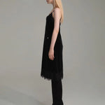 ‘V’ logo trim lace slip dress - fasfas