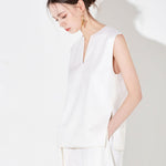 Eva deep v-neck top ivory - fasfas