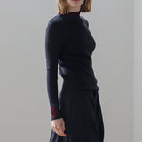 Draped wrap black unbalanced skirt