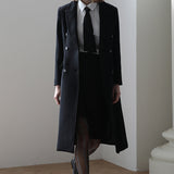 Double-breasted long tailored coat