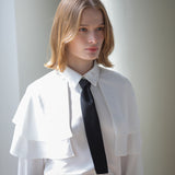 Black tie cape blouse