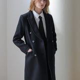 Double-breasted long tailored coat