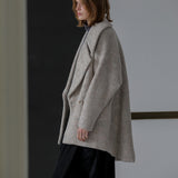 Overfit hairy lapel wool coat