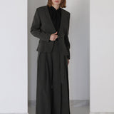 V-neck scarf set tailored jacket