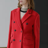Classic double-breasted wool jacket coat imperial Red