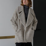 Overfit hairy lapel wool coat