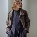 V-neck lace high-neck drape unbalanced one-piece