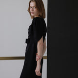 Black square neck guest look one-piece dress