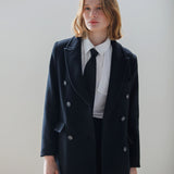 Double-breasted long tailored coat