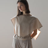 Bauchfreies Wickelbluse mit Puffärmeln