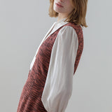 Tweed color block tie blouse dress