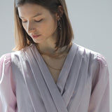 Bauchfreies Wickelbluse mit Puffärmeln