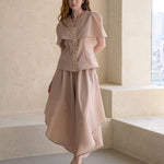 Waves hem wide-leg culottes beige - fasfas