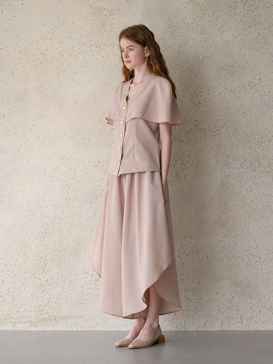 Waves hem wide-leg culottes beige - fasfas