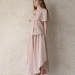 Waves hem wide-leg culottes beige - fasfas