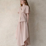 Waves hem wide-leg culottes beige - fasfas
