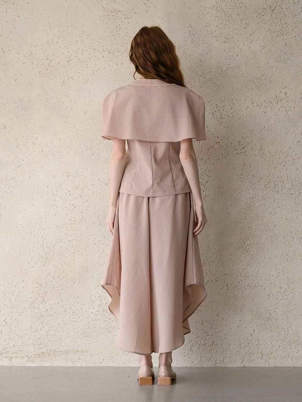 Waves hem wide-leg culottes beige - fasfas