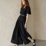 Waves hem wide-leg culottes black - fasfas